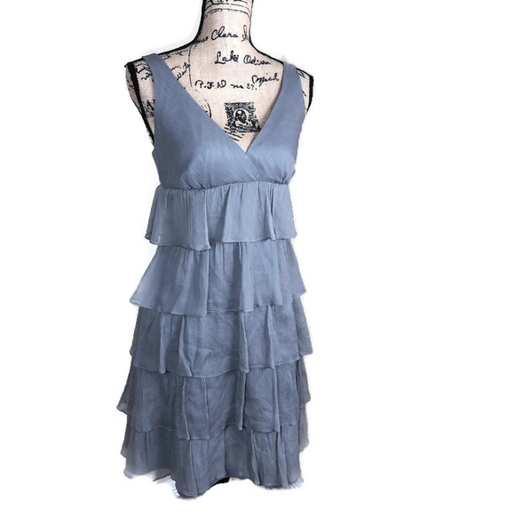J. Crew Dresses & Skirts - J. Crew Grey Silk Tiered V-neckline Dress 8